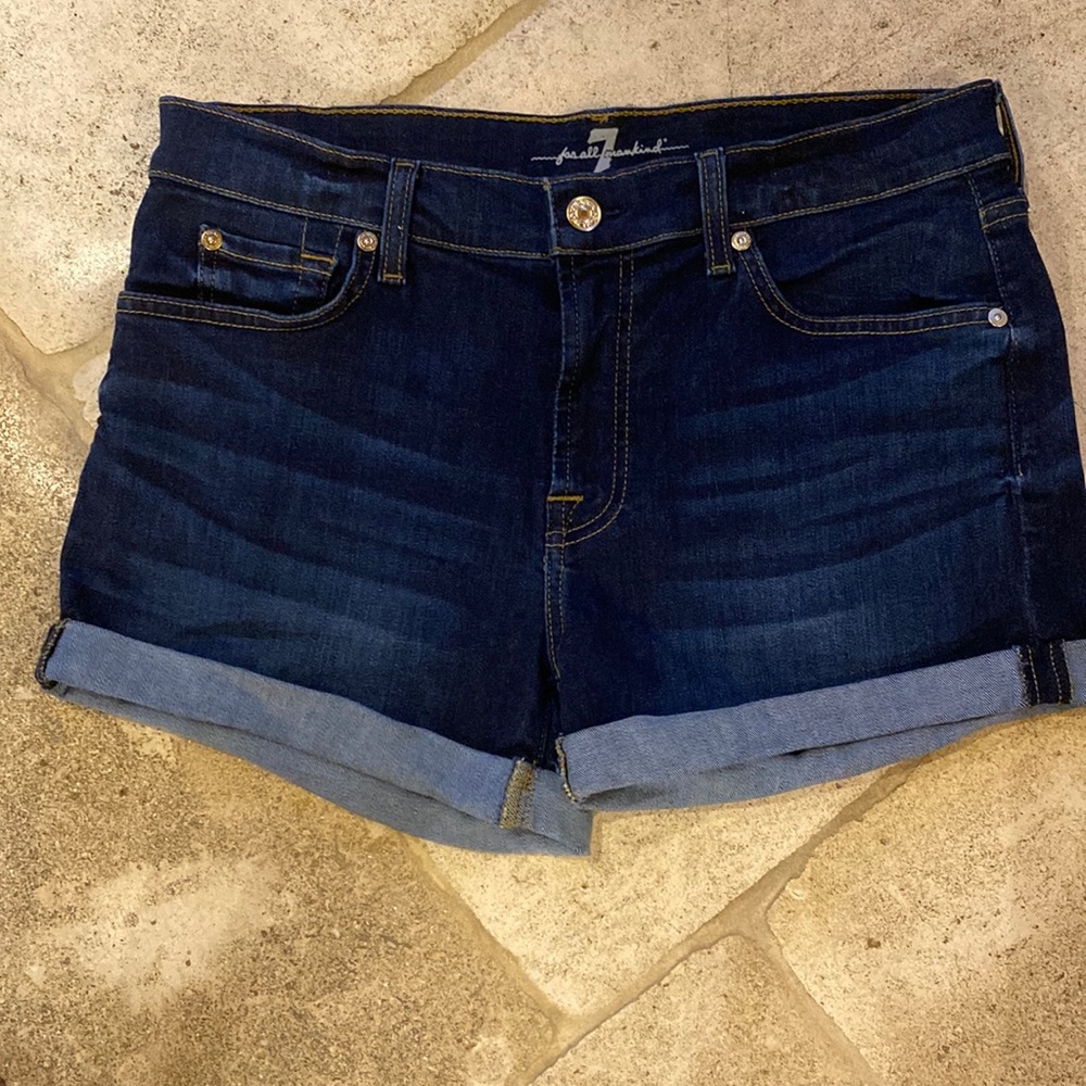 Dark Wash Denim Cuffed Women's Shorts